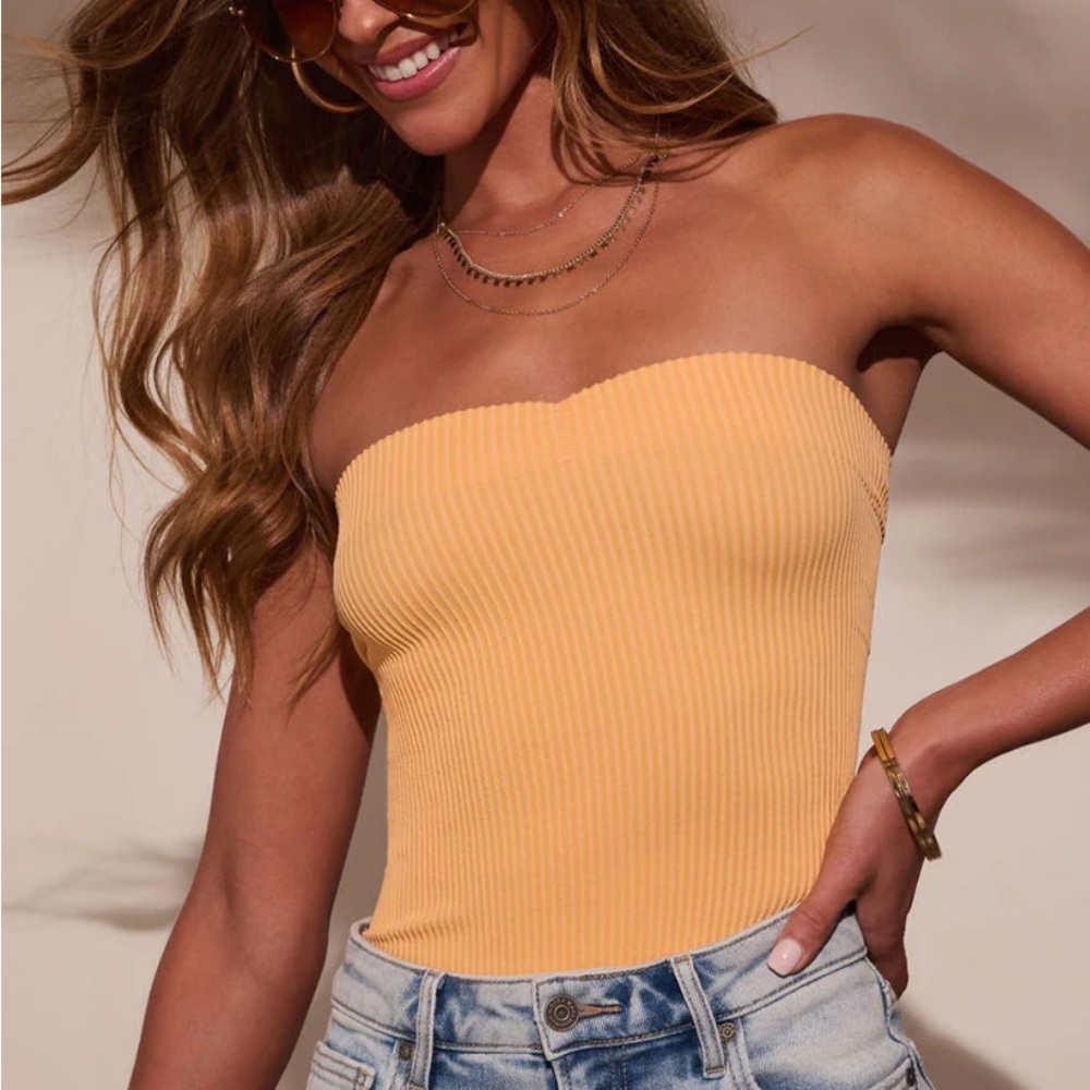 NWT VICI Strapless Ribbed Orange Tube Top S/M